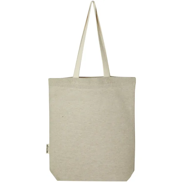 Pheebs 150 g/m² recycled cotton tote bag with front pocket 9L Natural Heather black