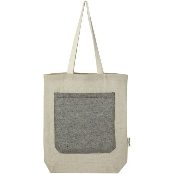 Pheebs 150 g/m² recycled cotton tote bag with front pocket 9L - Unbranded Natural Heather black