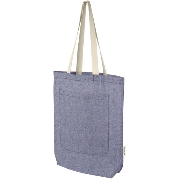 Pheebs 150 g/m² recycled cotton tote bag with front pocket 9L Heather blue