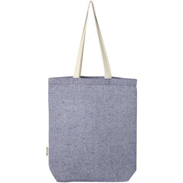 Pheebs 150 g/m² recycled cotton tote bag with front pocket 9L Heather blue