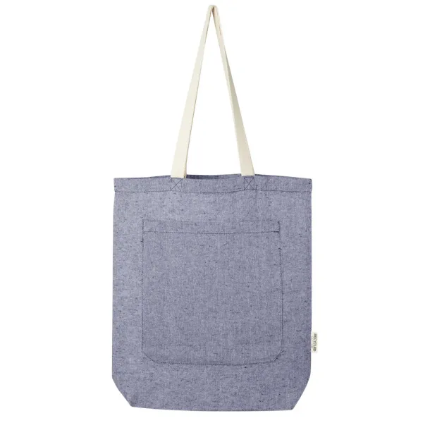 Pheebs 150 g/m² recycled cotton tote bag with front pocket 9L - Unbranded Heather blue