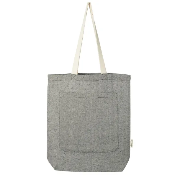 Pheebs 150 g/m² recycled cotton tote bag with front pocket 9L Heather black
