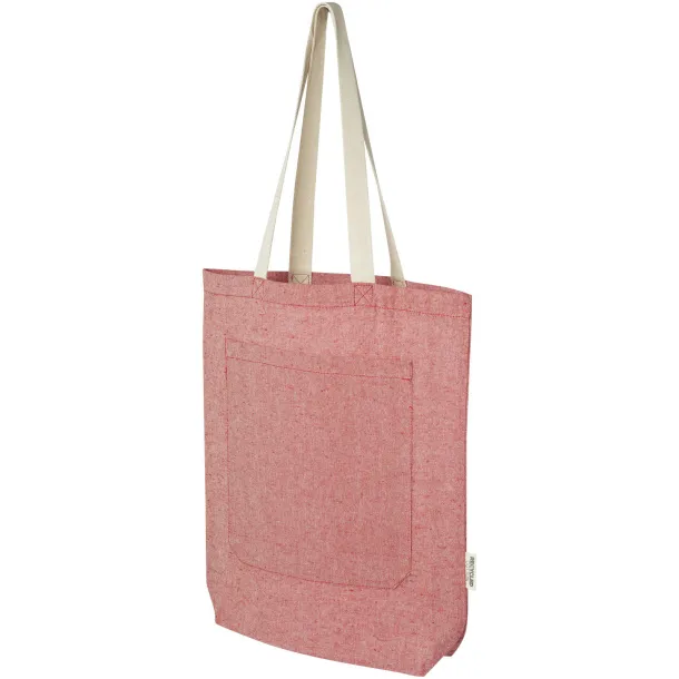 Pheebs 150 g/m² recycled cotton tote bag with front pocket 9L - Unbranded Heather red