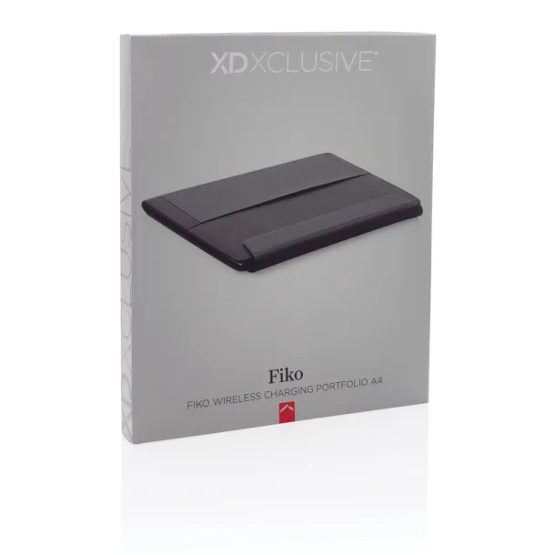  Fiko wireless charging portfolio A4 with powerbank - XD Xclusive Black 