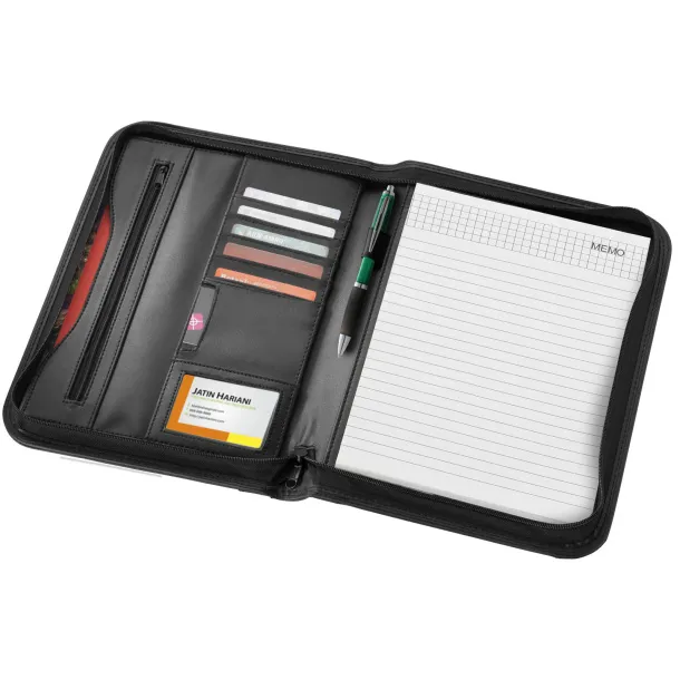Ebony A4 zippered portfolio Crna