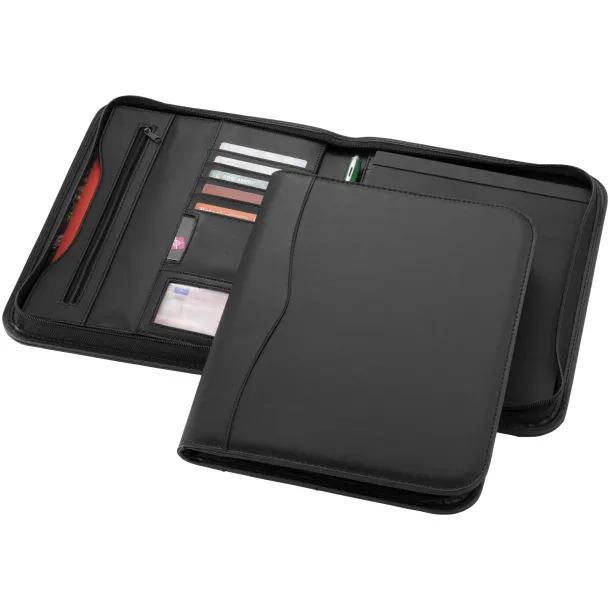 Ebony A4 zippered portfolio Crna