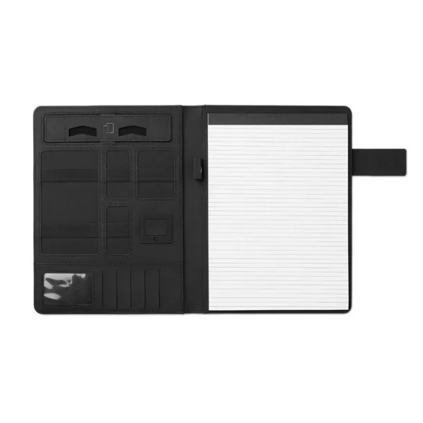 POWERFOLDY A4 portfolio with power bank Black