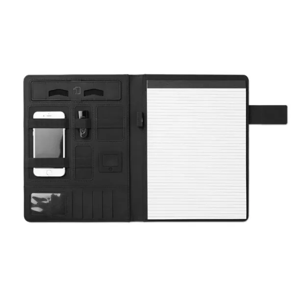 POWERFOLDY A4 portfolio with power bank Black