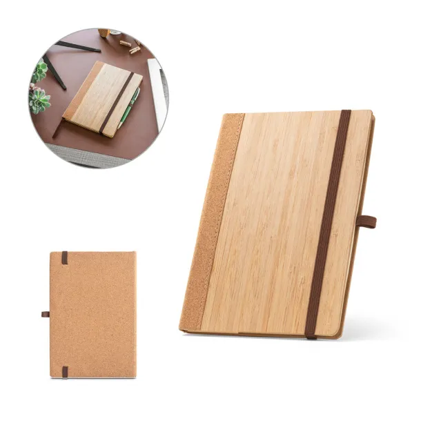 ORWELL A5 notebook in bamboo and cork sheets with lined sheets