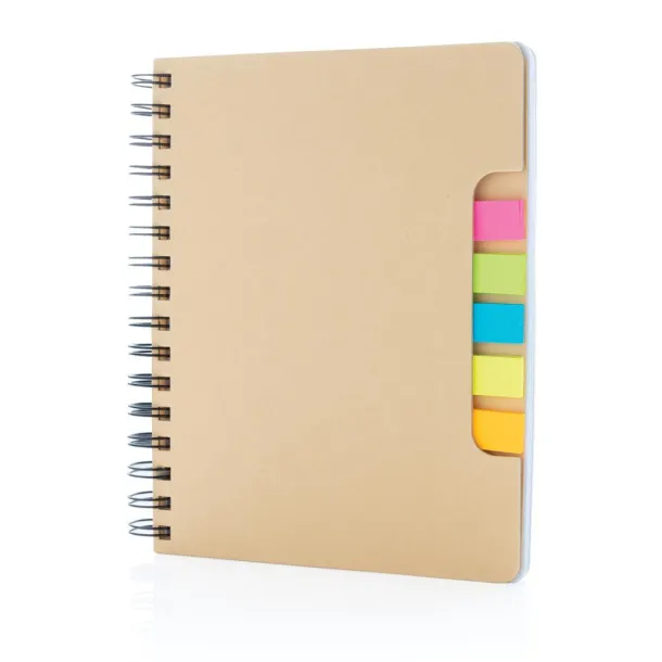  A5 Kraft spiral notebook with sticky notes - XD Collection Brown 