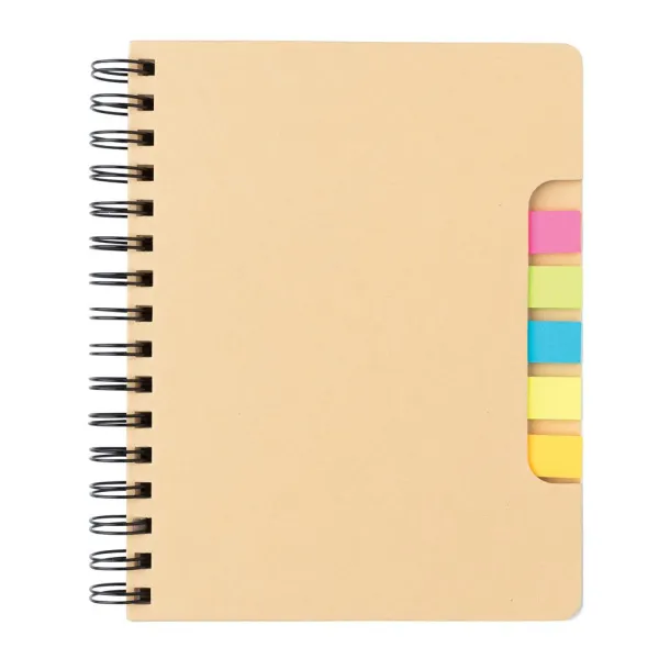  A5 Kraft spiral notebook with sticky notes - XD Collection Brown 