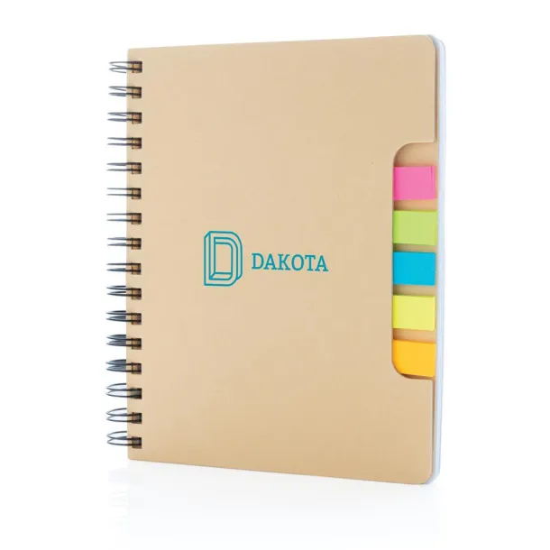  A5 Kraft spiral notebook with sticky notes - XD Collection Brown 