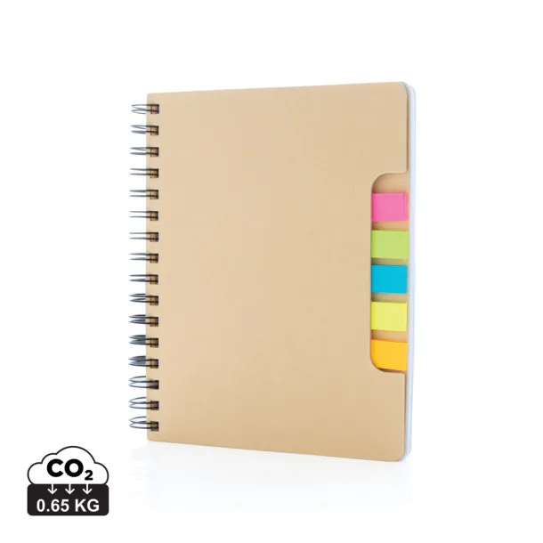  A5 Kraft spiral notebook with sticky notes - XD Collection Brown 