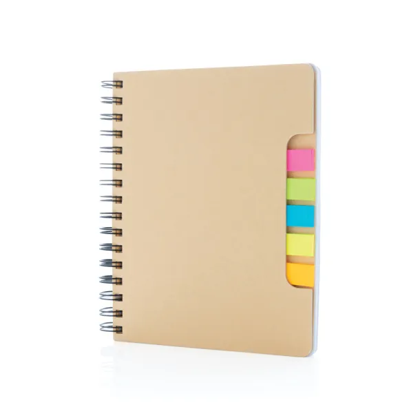  A5 Kraft spiral notebook with sticky notes - XD Collection Brown 