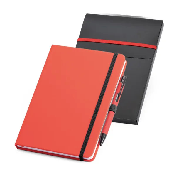 SHAW Ball pen and A5 notepad set Red