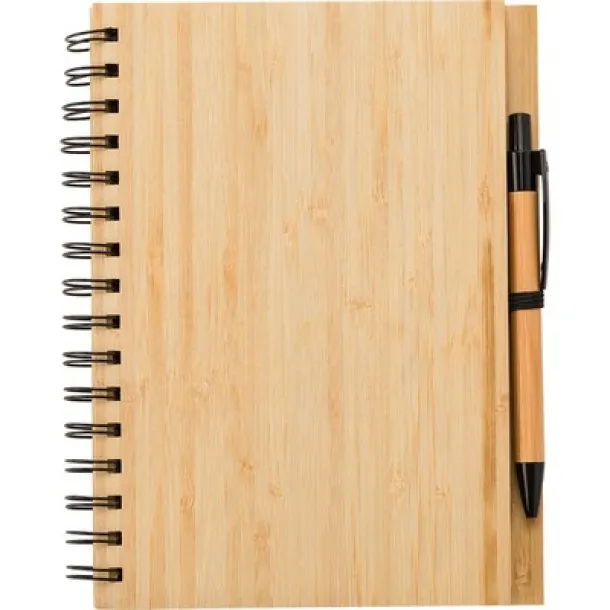  Bamboo notebook A5, ball pen wood