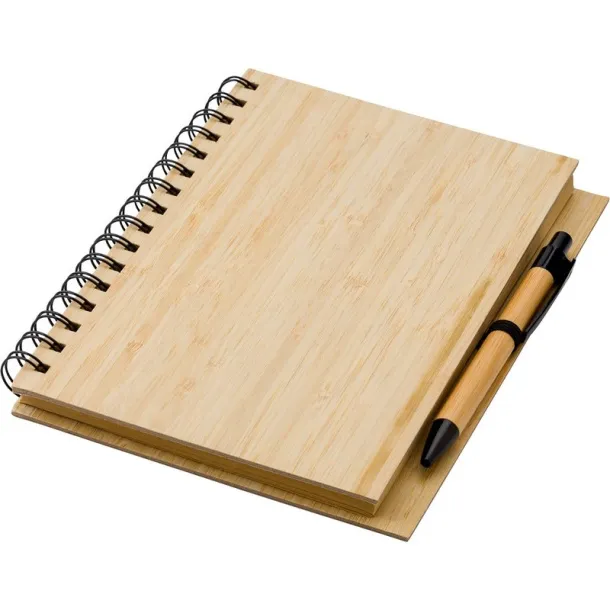  Bamboo notebook A5, ball pen wood