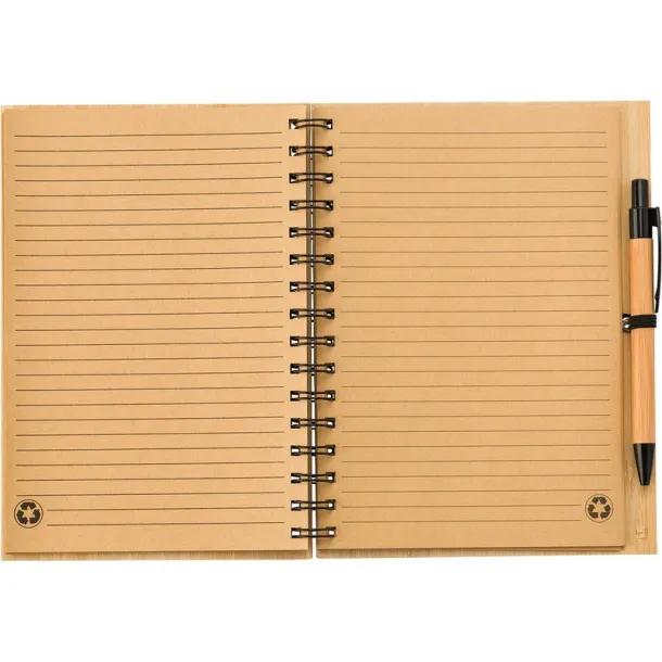  Bamboo notebook A5, ball pen wood