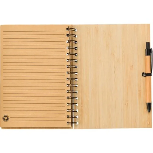  Bamboo notebook A5, ball pen wood