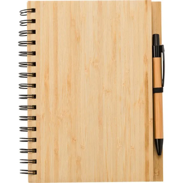  Bamboo notebook A5, ball pen wood