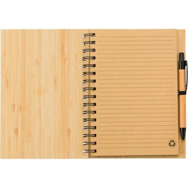  Bamboo notebook A5, ball pen wood