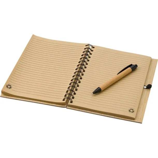  Bamboo notebook A5, ball pen wood