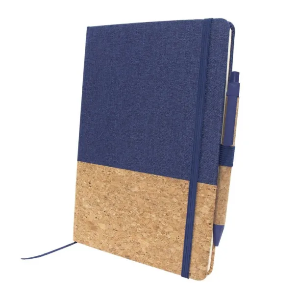 Layla Cork notebook A5 with ball pen Mornarski plava