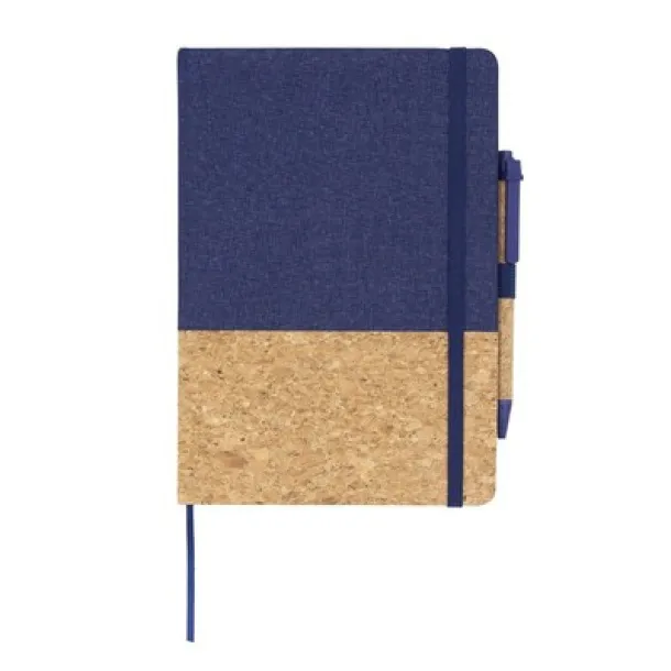Layla Cork notebook A5 with ball pen Mornarski plava