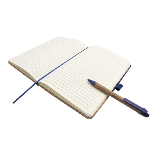 Layla Cork notebook A5 with ball pen navy blue