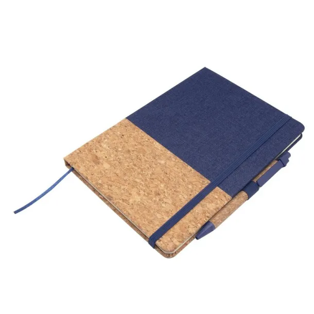 Layla Cork notebook A5 with ball pen Mornarski plava