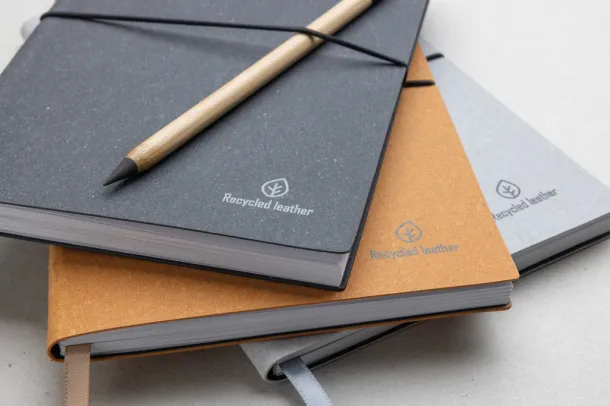  A5 recycled leather notebook - XD Collection Grey 