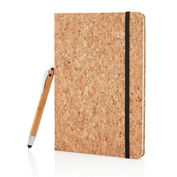  A5 notebook with bamboo pen including stylus - XD Collection Brown 