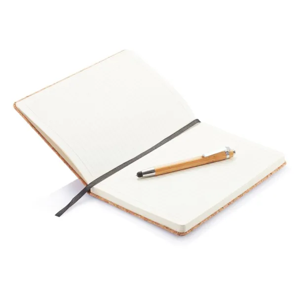  A5 notebook with bamboo pen including stylus - XD Collection Brown 