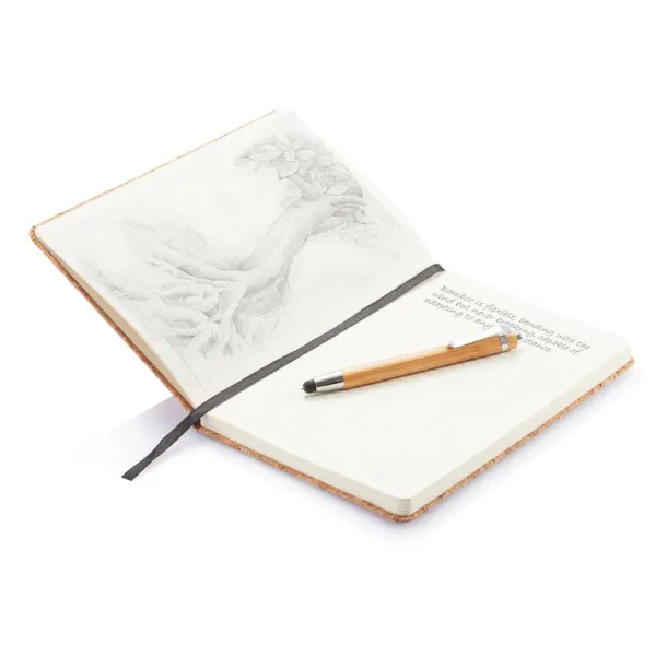  A5 notebook with bamboo pen including stylus - XD Collection Brown 