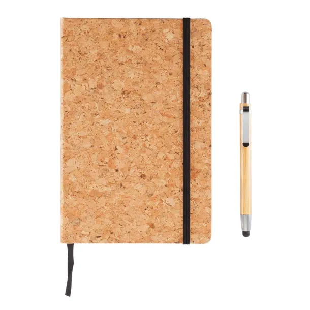  A5 notebook with bamboo pen including stylus - XD Collection Brown 