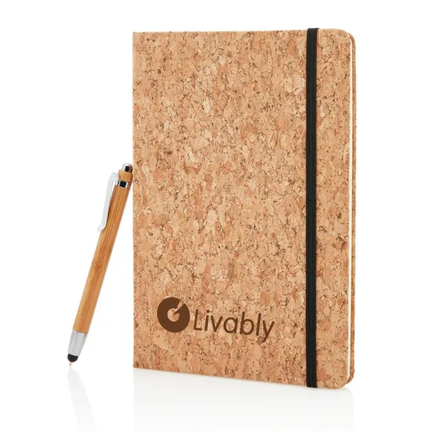  Notes s bambus kemijskom olovkom za ekrane osjetljive na dodir, A5 - XD Collection Smeđa