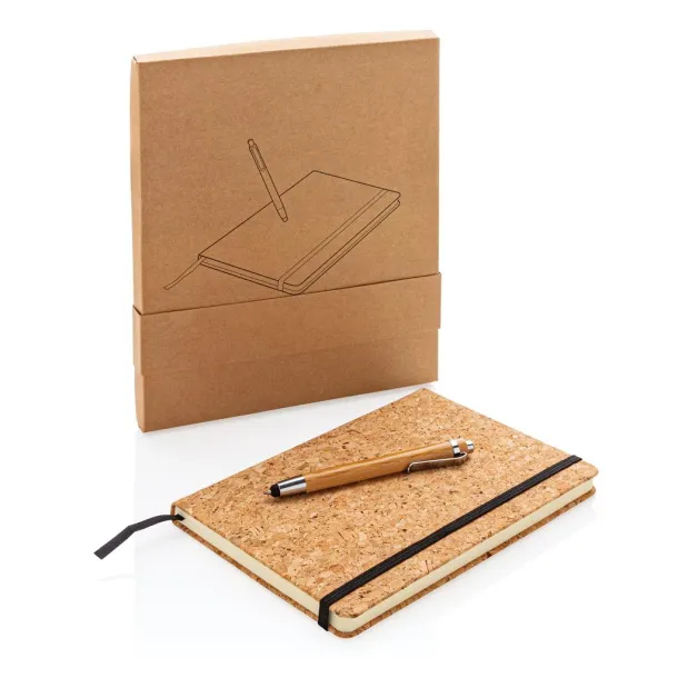  A5 notebook with bamboo pen including stylus - XD Collection Brown 