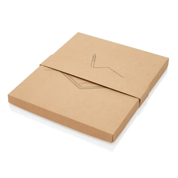  A5 notebook with bamboo pen including stylus - XD Collection Brown 