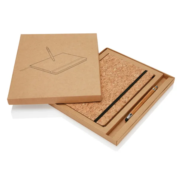  A5 notebook with bamboo pen including stylus - XD Collection Brown 