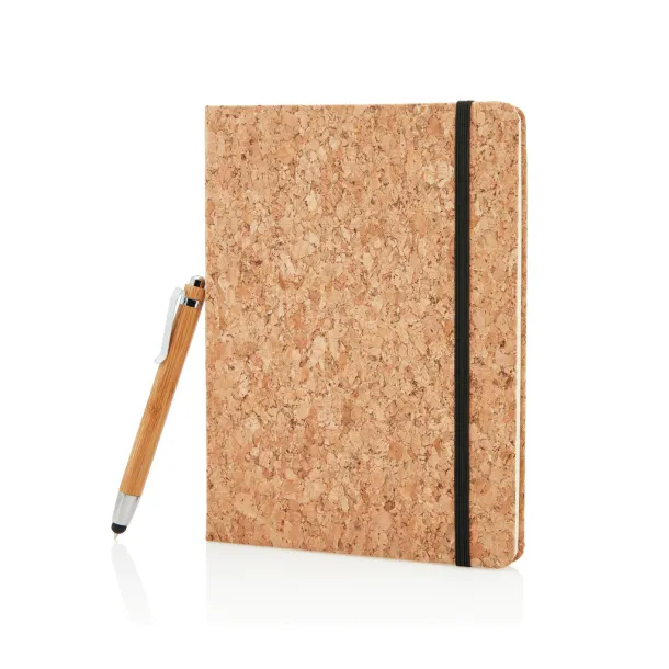  A5 notebook with bamboo pen including stylus - XD Collection Brown 