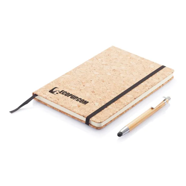  A5 notebook with bamboo pen including stylus - XD Collection Brown 