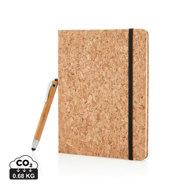  A5 notebook with bamboo pen including stylus - XD Collection Brown 