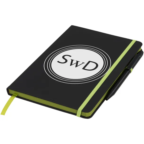 Noir Edge medium notebook Solid black Lime