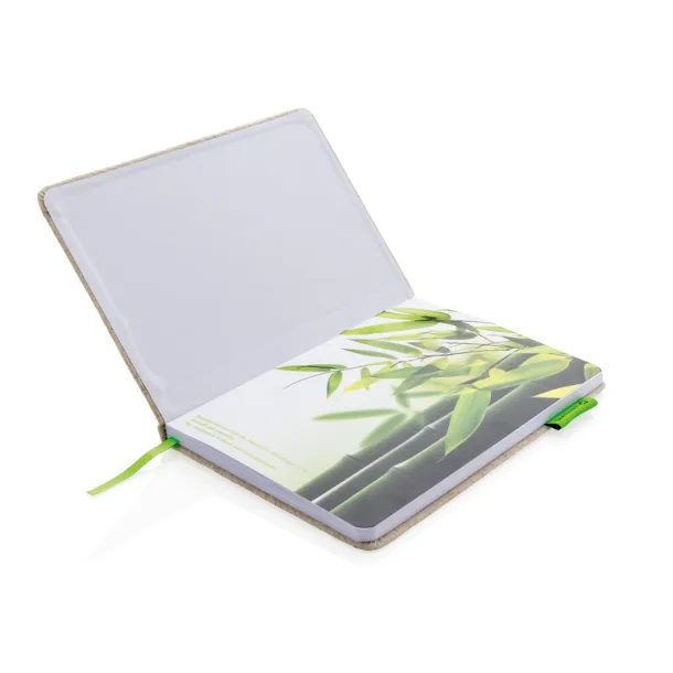  A5 Eco jute cotton notebook - XD Collection Green Green