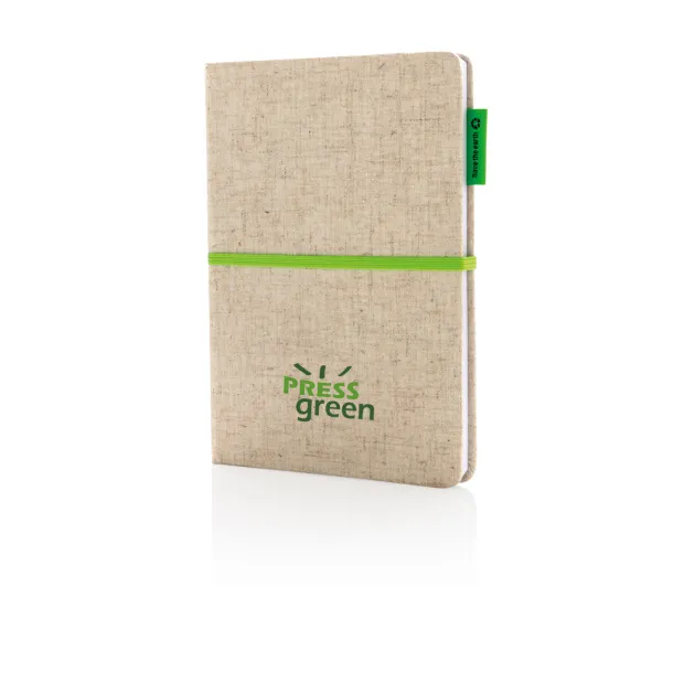  A5 Eco jute cotton notebook - XD Collection Green Green