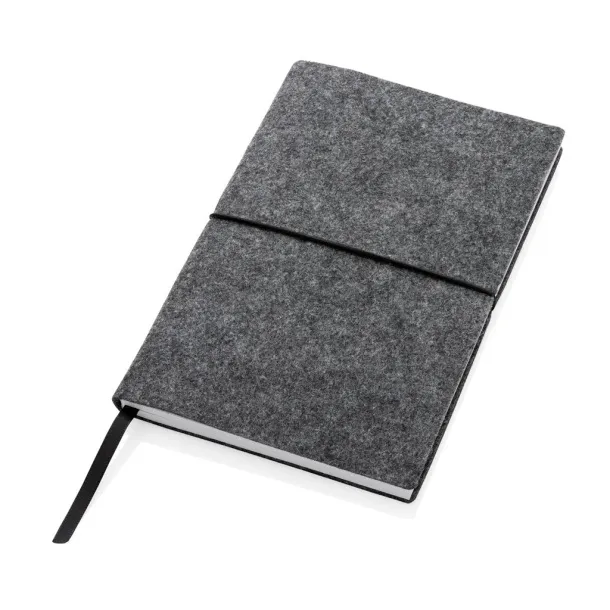  GRS certified recycled felt A5 softcover notebook - XD Collection Black 