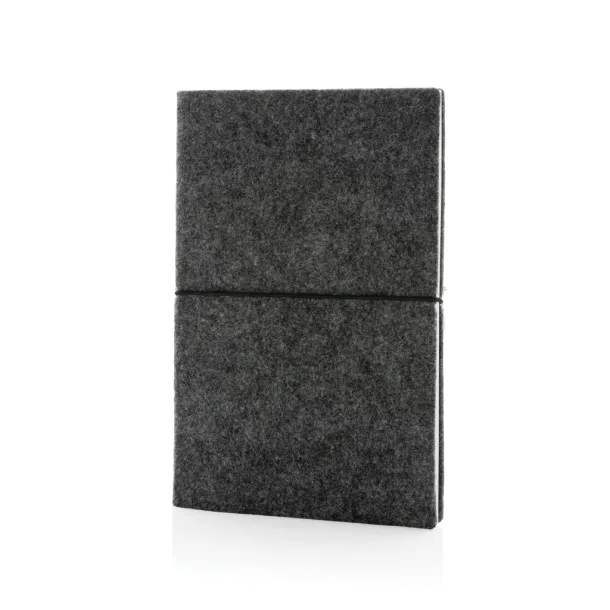  GRS certified recycled felt A5 softcover notebook - XD Collection Black 