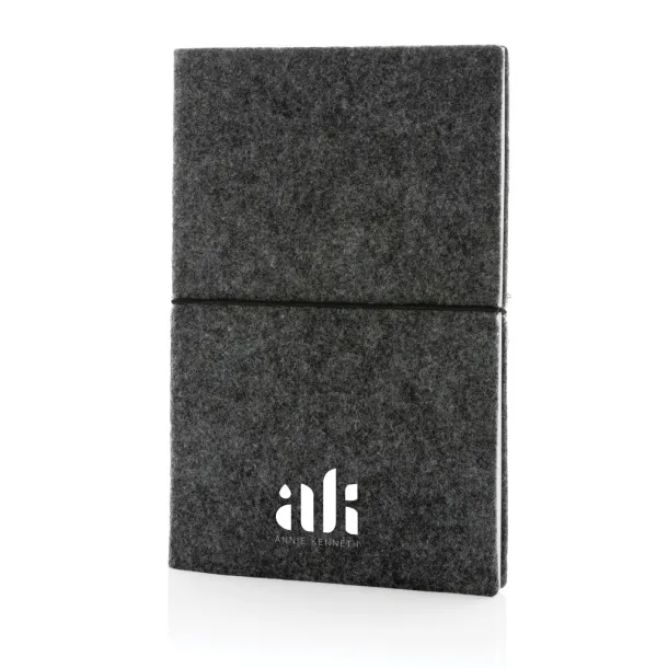  GRS certified recycled felt A5 softcover notebook - XD Collection Black 