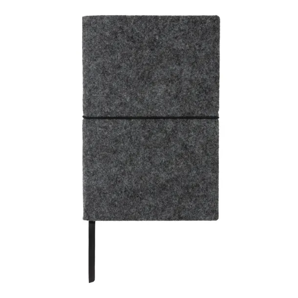  GRS certified recycled felt A5 softcover notebook - XD Collection Black 