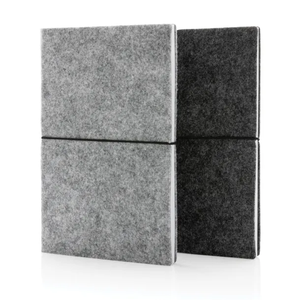  GRS certified recycled felt A5 softcover notebook - XD Collection Black 